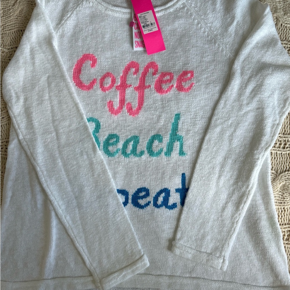 Lilly Pulitzer White Sweater with Pink Accents